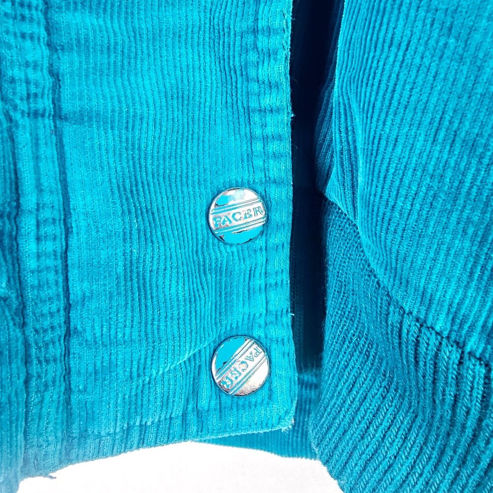 Vintage 80's Pacer Aqua Teal Corduroy Winter Jacket, Sz M - Picture 5 of 10